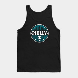 Green Grey Philly Fan Philadelphia Skyline Liberty Bell Tank Top